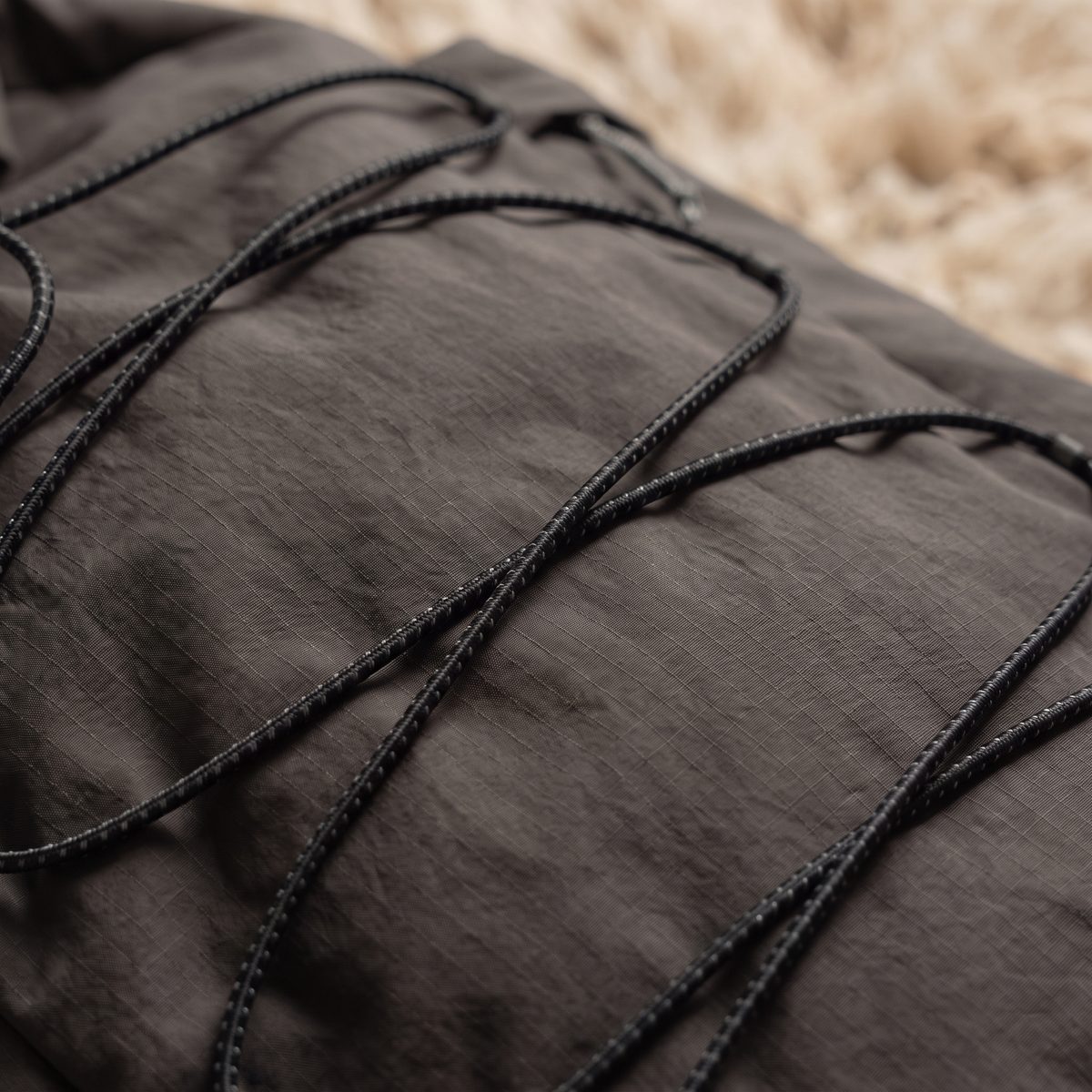 Close-up of reflective drawcord
