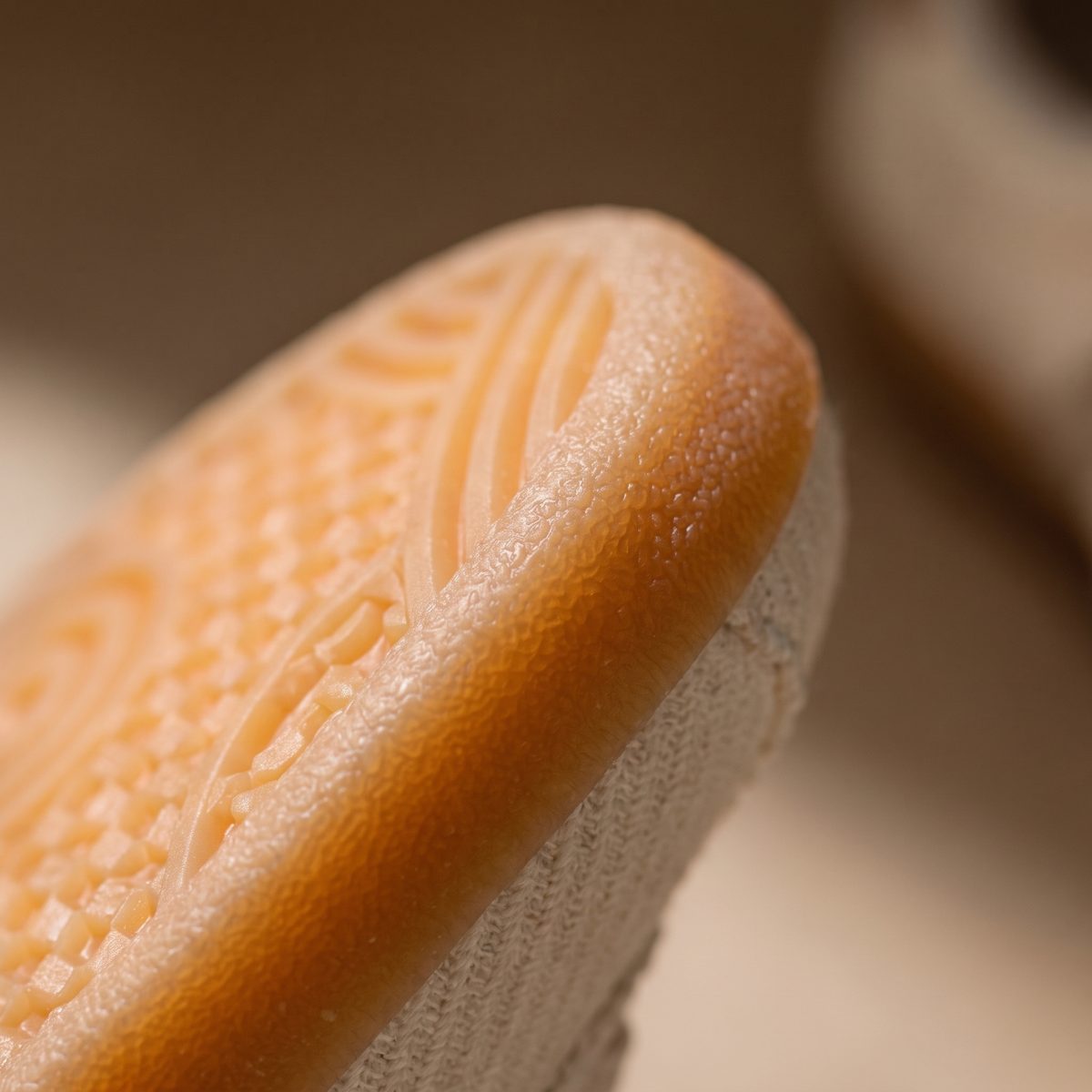 Close-up of the gum rubber sole