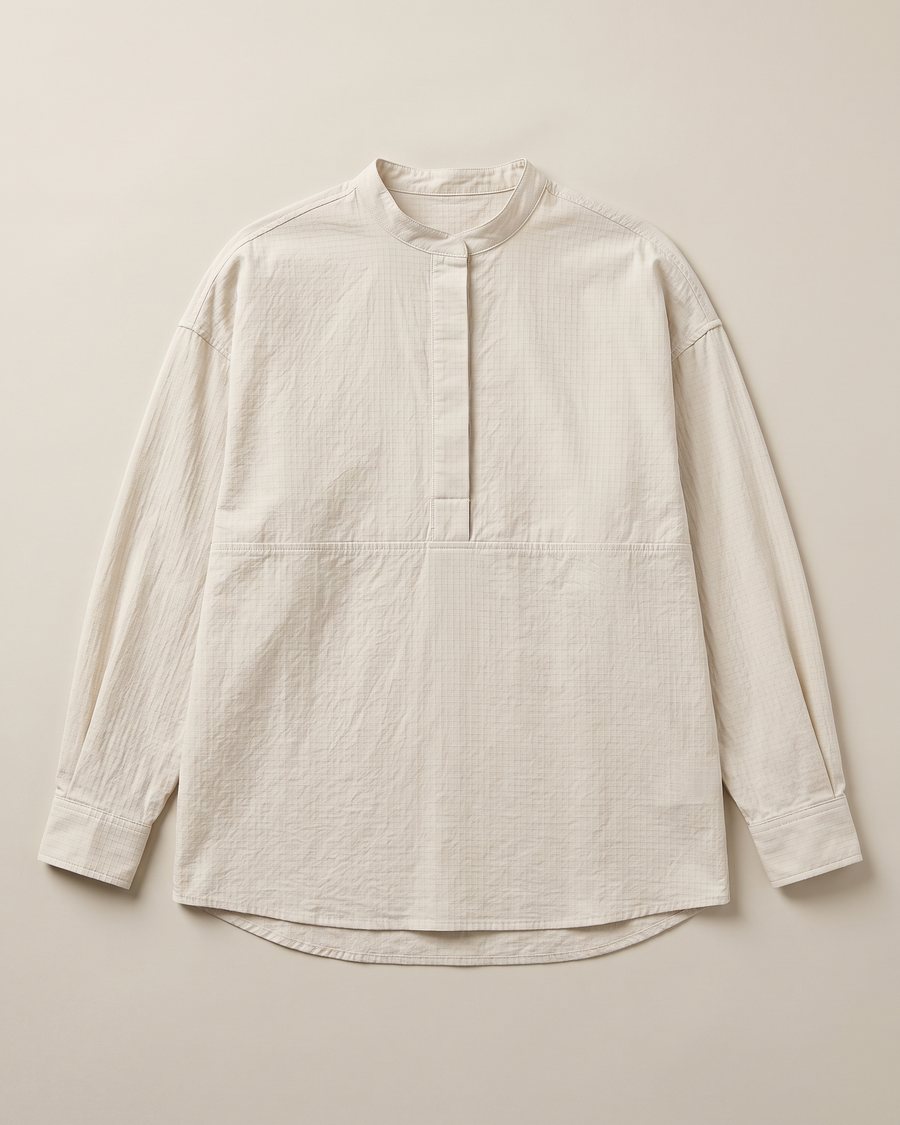 Menswear AW27 Boxy Popover Smock Shirt, flat